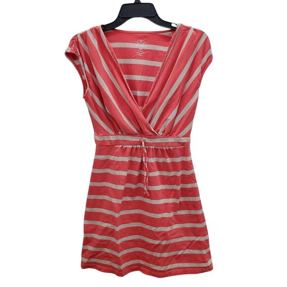 Old Navy Women's Orange Tan Stripe Cap Sleeve Surplus Casual Cotton‎ Dress Sz S - Picture 1 of 7